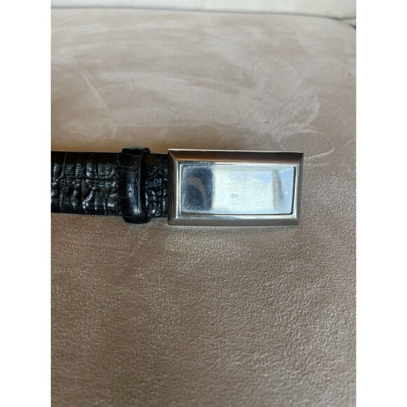 MCM Belt Buckle, Minimalist Rectangle Silver 2.5” X‎ 1.5” Black belt Included
